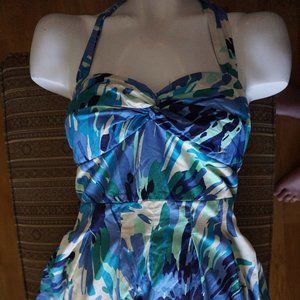 New City Triangles Sweetheart Mini Dress in Blue/White Floral size 11